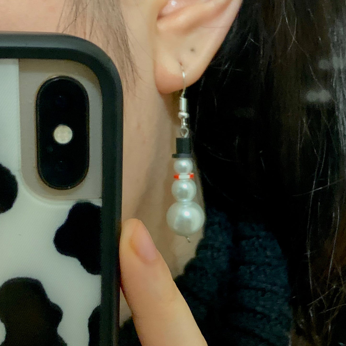 Wearing the Frosty earrings.