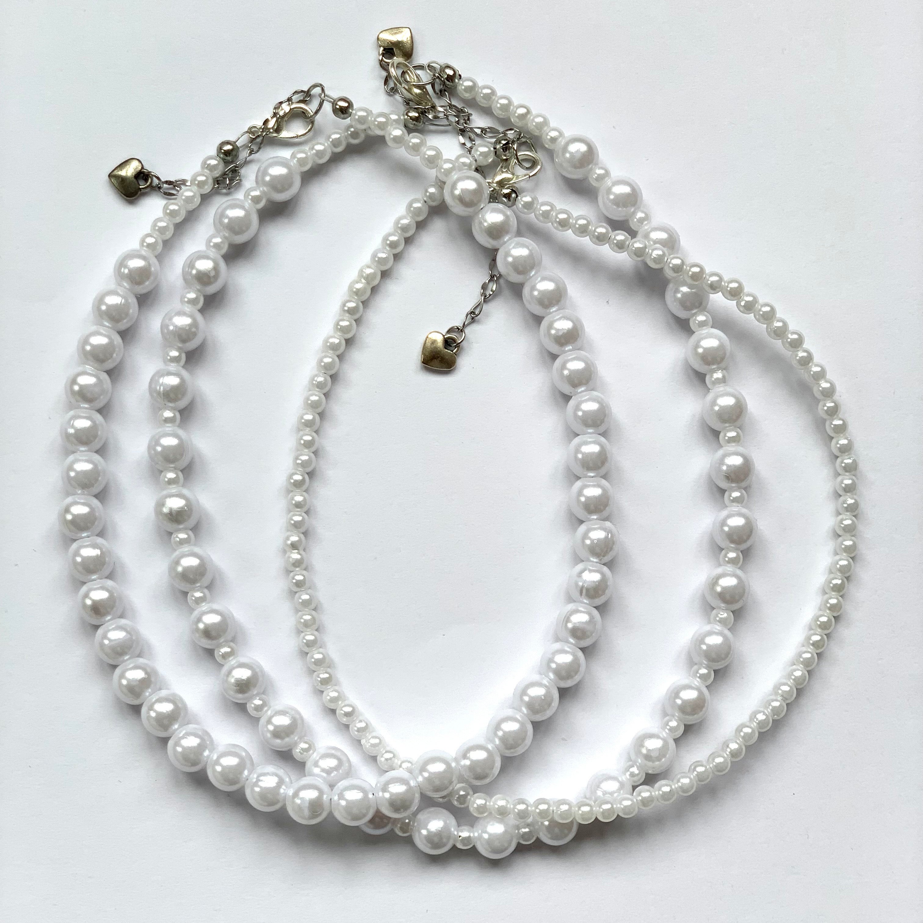 Vintage Large Faux Pearl Beaded Necklace A-8-26
